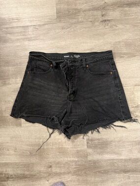 Old Navy Black Frayed Hem Denim Shorts